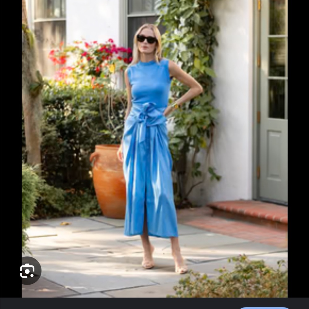 Chic Blue Maxi Wrap Skirt with Tie Front